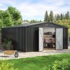 12 x 14 FT Metal Outdoor Storage Shed, Waterproof Garden Utility Shed with Lockable Door, All-Weather Storage Shelter for Bikes,Tool for Patio Lawn Backyard Garden Black