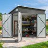 Aoxun 7.5'x4' Triple Door Shed Outdoor Storage Shed with Three Lockable Door Metal Storage Cabinet with Slopping Roof for Tools Bicycles Storage for Garden, Backyards (Black)