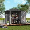 COMHOMA Shed Outdoor Storage Shed Metal,Lockable Doors Tool Sheds with Sloping Roof,Steel Garden Shed with Air Vent for Backyard,Patio,Lawn,Poolside(Grey,6'x4')
