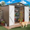 IRONCK 8x6FT Outdoor Storage Shed with Lockable Doors, 7.4x5.3FT Base Galvanized Steel Metal Garden Tool Shed with Breathable Vent for Yard Bins/Generator/Wheelbarrow Storage,...