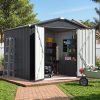 JUMMICO 8x8 FT Outdoor Storage Shed, Heavy Duty Tool Metal Sheds with 3 Lockable Doors and Updated Frame Structure, Utility Shed for Backyard, Patio, Lawn, Black