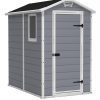 Keter Manor 4x6 Resin Outdoor Storage Shed Kit-Perfect to Store Patio Furniture, Garden Tools Bike Accessories, Beach Chairs and Lawn Mower, Grey & White