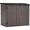Suncast 34 Cu Ft Horizontal Resin Storage Shed - Outdoor Storage Shed with Floor Included, Lockable, Weatherproof, Fits Small to Medium Trash Cans, Generators, & Garden Tools,...