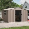 10FT x 8FT Outdoor Storage Shed, Waterproof Lockable Door Metal Tool Shed with Sliding Door and Ventilation, Gardening Tool Storage Room, Metal Storage Shed for Gardens and Lawns