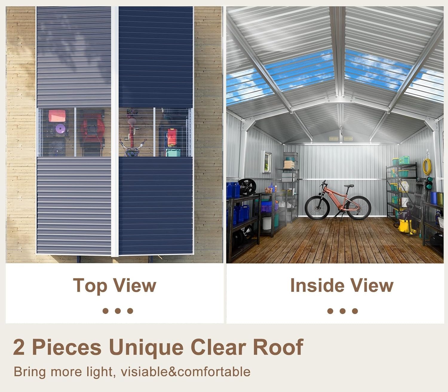 10x12 FT Outdoor Metal Storage Shed with Unique Floor Base Clear Roof Window Lockable Door Vent,Waterproof Heavy Duty Reinforced Frame Sheds for Yard Store Large Lawnmower Tool,... 10x12 FT Outdoor Metal Storage Shed with Unique Floor Base Clear Roof Window Lockable Door Vent,Waterproof Heavy Duty Reinforced Frame Sheds for Yard Store Large Lawnmower Tool,...