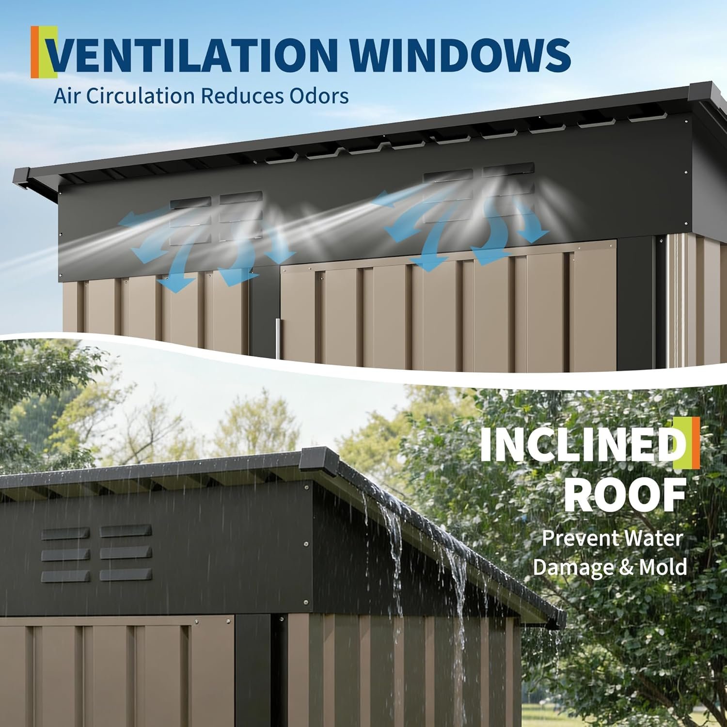 5x3FT Metal Storage Shed with Sloped Roof, Lockable Doors, Solar Light, Windows, and Vents, Outdoor Storage Sheds for Garden, Backyard, Patio Tools and Equipment 5x3FT Metal Storage Shed with Sloped Roof, Lockable Doors, Solar Light, Windows, and Vents, Outdoor Storage Sheds for Garden, Backyard, Patio Tools and Equipment