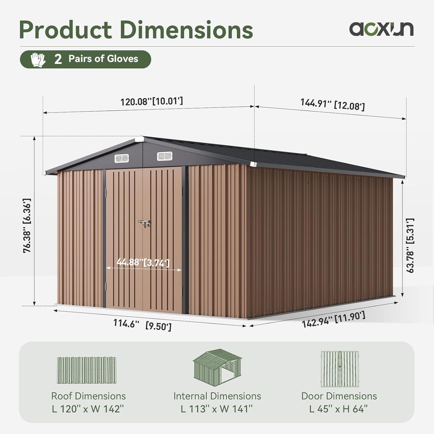 Aoxun 10 x 12FT Outdoor Storage Shed with Double Hinged Large Door Utility Garden Shed with Lockable Door & Sloped Roof Metal Sheds Outdoor Storage for Garden, Backyard, Patio... Aoxun 10 x 12FT Outdoor Storage Shed with Double Hinged Large Door Utility Garden Shed with Lockable Door & Sloped Roof Metal Sheds Outdoor Storage for Garden, Backyard, Patio...