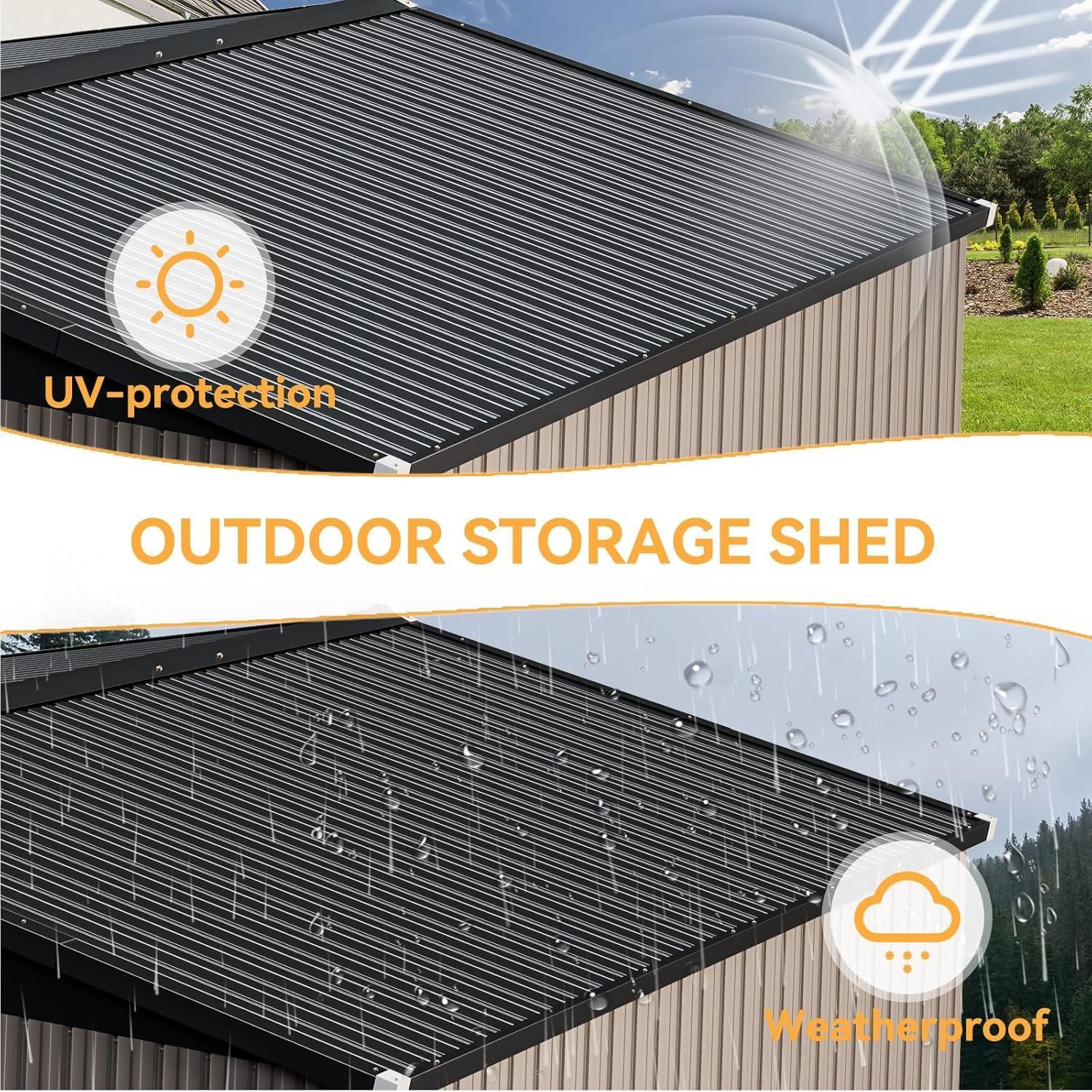 Aoxun 10 x 12FT Outdoor Storage Shed with Double Hinged Large Door Utility Garden Shed with Lockable Door & Sloped Roof Metal Sheds Outdoor Storage for Garden, Backyard, Patio... Aoxun 10 x 12FT Outdoor Storage Shed with Double Hinged Large Door Utility Garden Shed with Lockable Door & Sloped Roof Metal Sheds Outdoor Storage for Garden, Backyard, Patio...