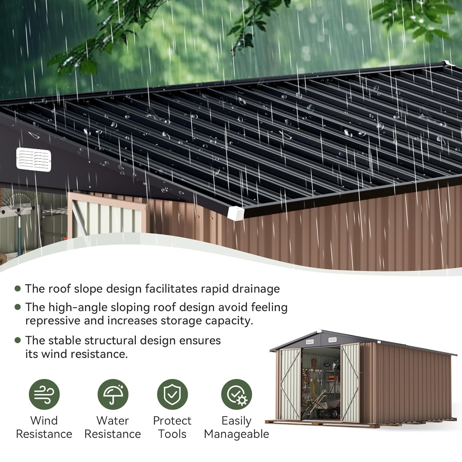 Aoxun 10 x 12FT Outdoor Storage Shed with Double Hinged Large Door Utility Garden Shed with Lockable Door & Sloped Roof Metal Sheds Outdoor Storage for Garden, Backyard, Patio... Aoxun 10 x 12FT Outdoor Storage Shed with Double Hinged Large Door Utility Garden Shed with Lockable Door & Sloped Roof Metal Sheds Outdoor Storage for Garden, Backyard, Patio...