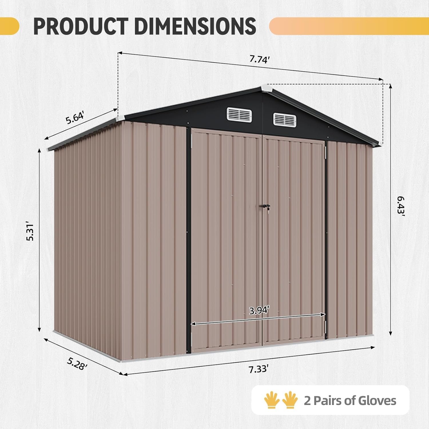 Aoxun 8x6FT Shed with Floor Galvanized Steel Outdoor Storage Shed Metal Garden Shed with Double Doors, Moisture-Proof Floor & Ventilation, Sloped Roof for Bike/Generator/Tool... Aoxun 8x6FT Shed with Floor Galvanized Steel Outdoor Storage Shed Metal Garden Shed with Double Doors, Moisture-Proof Floor & Ventilation, Sloped Roof for Bike/Generator/Tool...