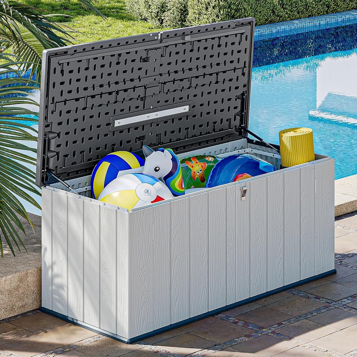 Aoxun Outdoor Storage Shed 5 x 3FT, Resin Shed with Floor and Lockable Door, Plastic Sheds for Garbage Can, Tool, Accessories, Lawn, Garden - Grey Aoxun Outdoor Storage Shed 5 x 3FT, Resin Shed with Floor and Lockable Door, Plastic Sheds for Garbage Can, Tool, Accessories, Lawn, Garden - Grey