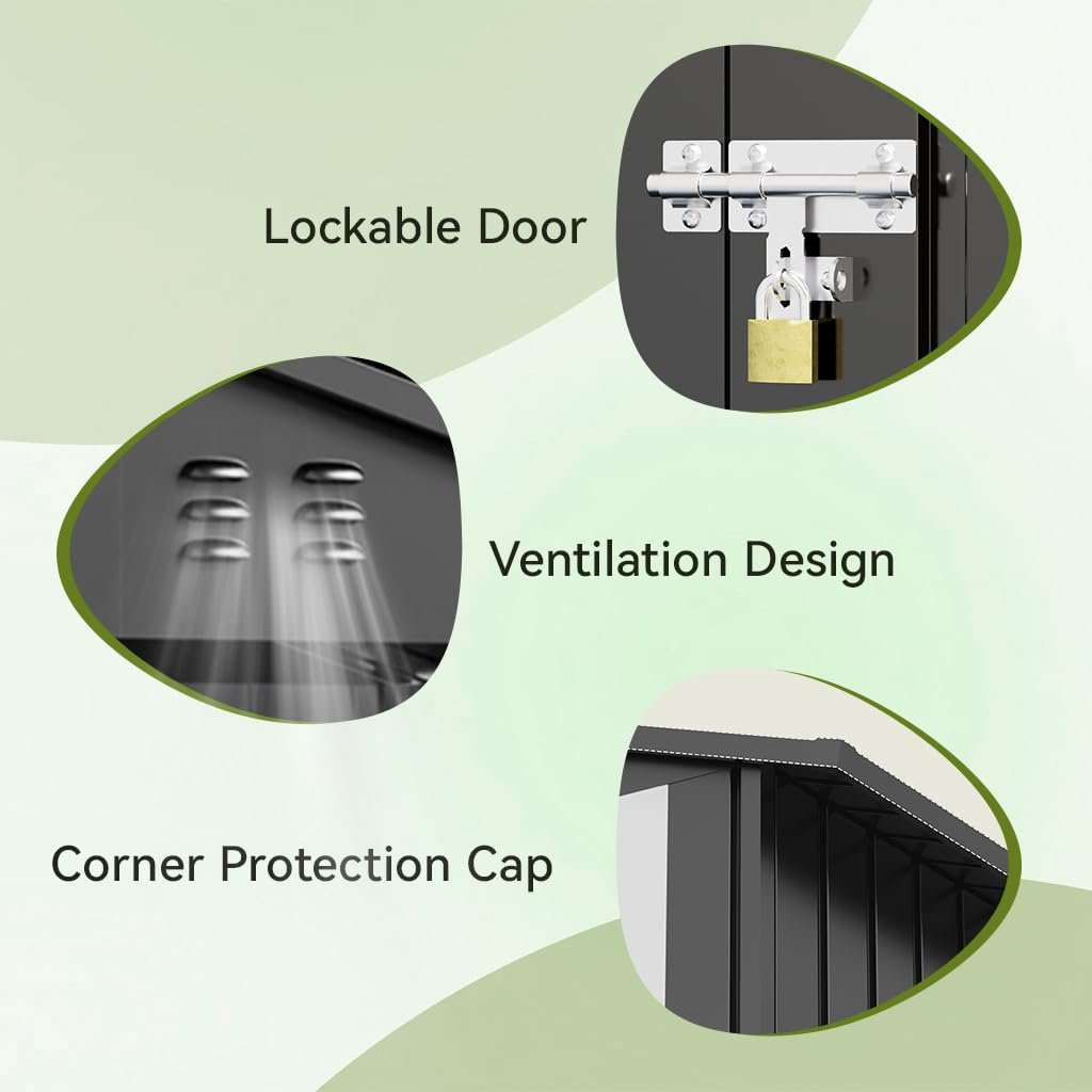COMHOMA Shed Outdoor Storage Shed Metal,Lockable Doors Tool Sheds with Sloping Roof,Steel Garden Shed with Air Vent for Backyard,Patio,Lawn,Poolside(Grey,6'x4') COMHOMA Shed Outdoor Storage Shed Metal,Lockable Doors Tool Sheds with Sloping Roof,Steel Garden Shed with Air Vent for Backyard,Patio,Lawn,Poolside(Grey,6'x4')
