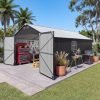 Devoko 12x20 FT Outdoor Storage Shed, Heavy Duty Metal Garden Shed with 3 Doors & Windows, All-Weather Large Tool Shed for Patio Lawn Backyard, Black