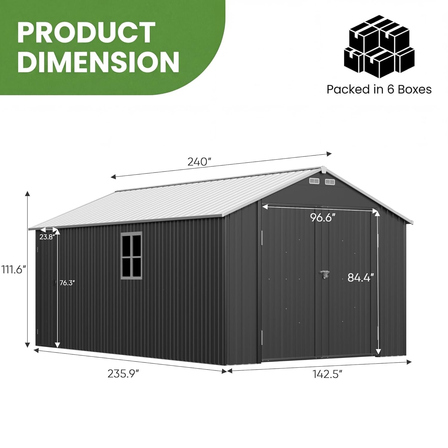 Devoko 12x20 FT Outdoor Storage Shed, Heavy Duty Metal Garden Shed with 3 Doors & Windows, All-Weather Large Tool Shed for Patio Lawn Backyard, Black Devoko 12x20 FT Outdoor Storage Shed, Heavy Duty Metal Garden Shed with 3 Doors & Windows, All-Weather Large Tool Shed for Patio Lawn Backyard, Black