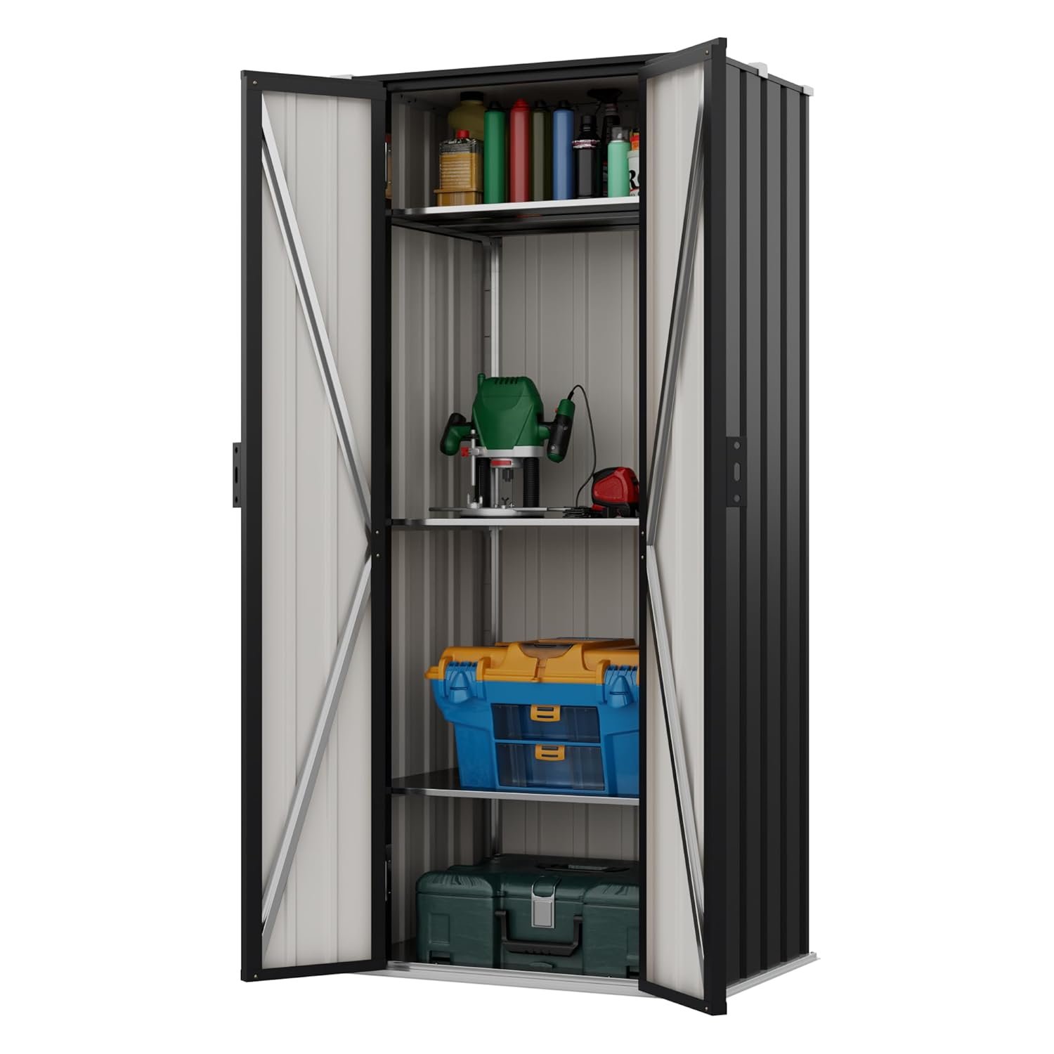 Devoko 12x20 FT Outdoor Storage Shed, Heavy Duty Metal Garden Shed with 3 Doors & Windows, All-Weather Large Tool Shed for Patio Lawn Backyard, Black Devoko 12x20 FT Outdoor Storage Shed, Heavy Duty Metal Garden Shed with 3 Doors & Windows, All-Weather Large Tool Shed for Patio Lawn Backyard, Black