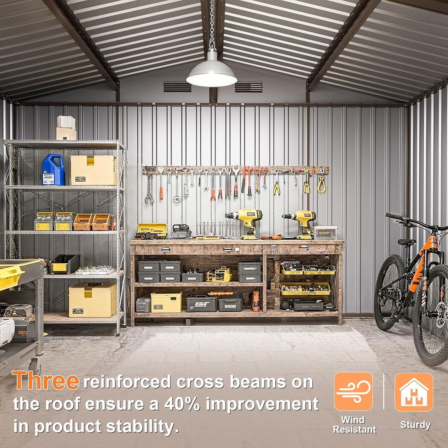 Gotland 10FT x 8FT Sheds & Outdoor Storage, Storage Shed with 1 Large Window Sloped Step, Metal Shed with 2 Lockable Slide Doors Air Vents, Outdoor Shed for Backyard Patio Lawn... Gotland 10FT x 8FT Sheds & Outdoor Storage, Storage Shed with 1 Large Window Sloped Step, Metal Shed with 2 Lockable Slide Doors Air Vents, Outdoor Shed for Backyard Patio Lawn...