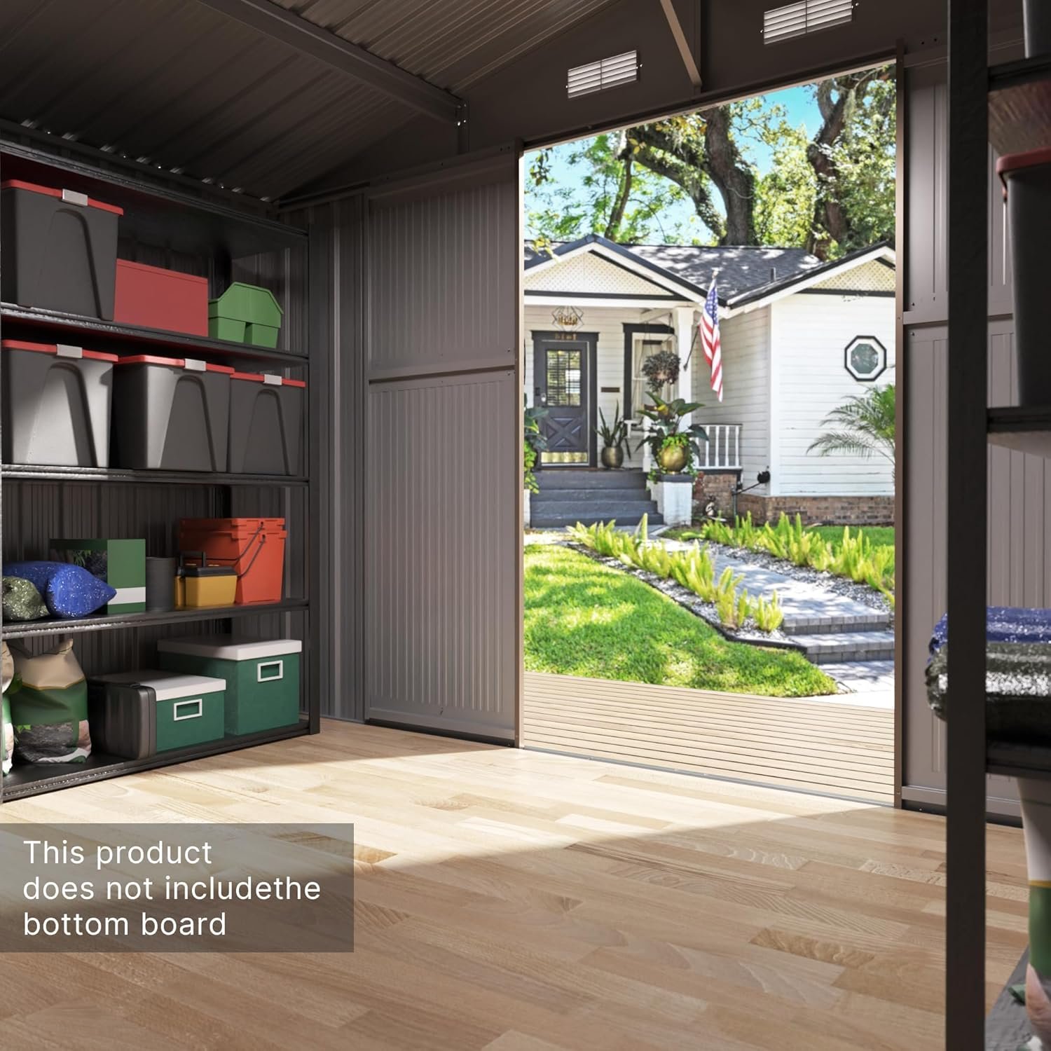 Gotland 10FT x 8FT Sheds & Outdoor Storage, Storage Shed with 1 Large Window Sloped Step, Metal Shed with 2 Lockable Slide Doors Air Vents, Outdoor Shed for Backyard Patio Lawn... Gotland 10FT x 8FT Sheds & Outdoor Storage, Storage Shed with 1 Large Window Sloped Step, Metal Shed with 2 Lockable Slide Doors Air Vents, Outdoor Shed for Backyard Patio Lawn...