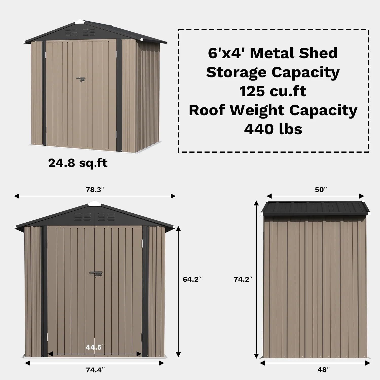 Greesum 6×4FT Outdoor Storage Shed, Metal Patio Storaged Sheds with Lockable Doors, Sheds & Outdoor Storage for Bike, Backyard, Pool and Garden, Brown Greesum 6×4FT Outdoor Storage Shed, Metal Patio Storaged Sheds with Lockable Doors, Sheds & Outdoor Storage for Bike, Backyard, Pool and Garden, Brown