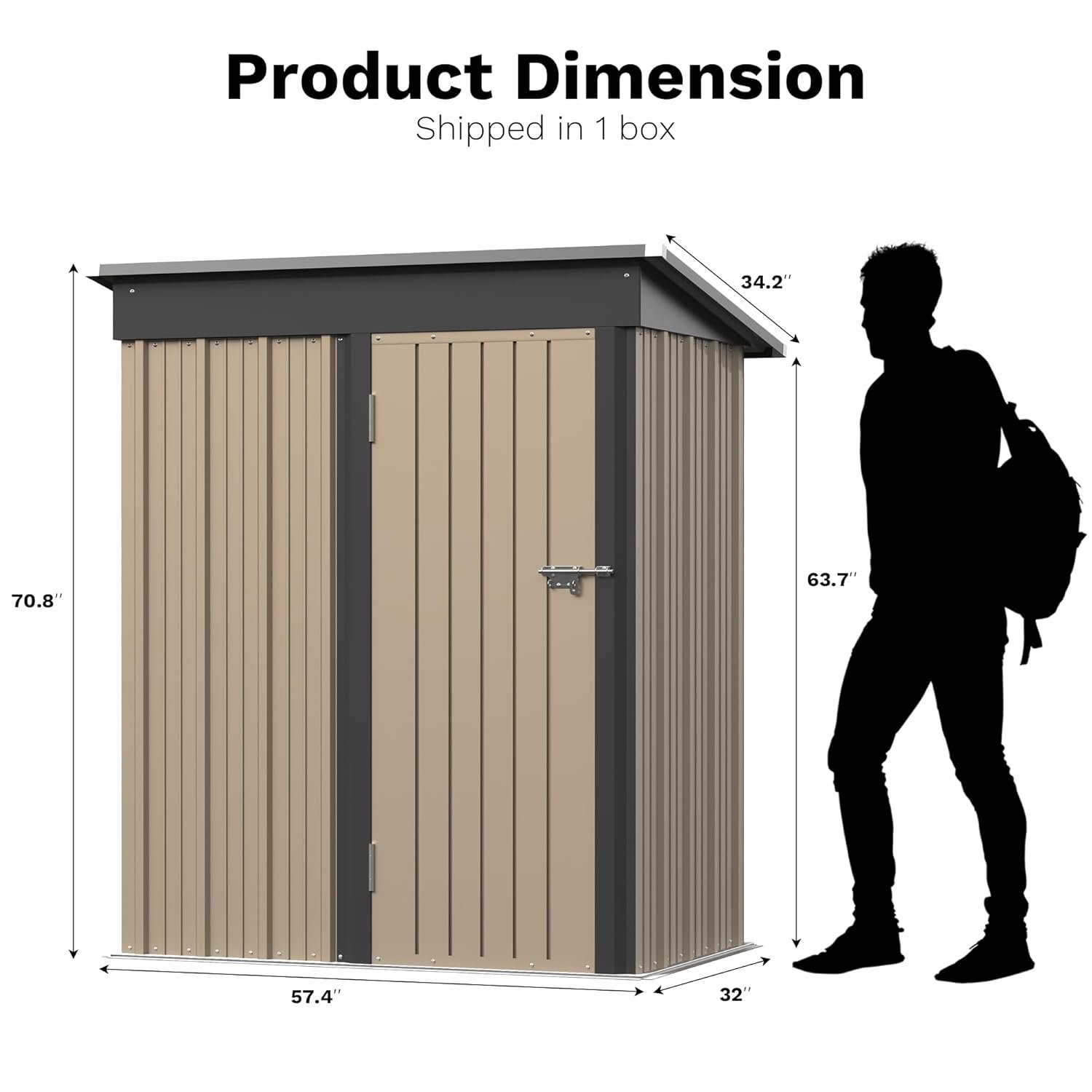 Greesum Outdoor Storage Shed 5 x 3 ft. Utility Tool Shed Metal Storage Garden Shed with Door & Lock for Patio Storage, Brown Greesum Outdoor Storage Shed 5 x 3 ft. Utility Tool Shed Metal Storage Garden Shed with Door & Lock for Patio Storage, Brown