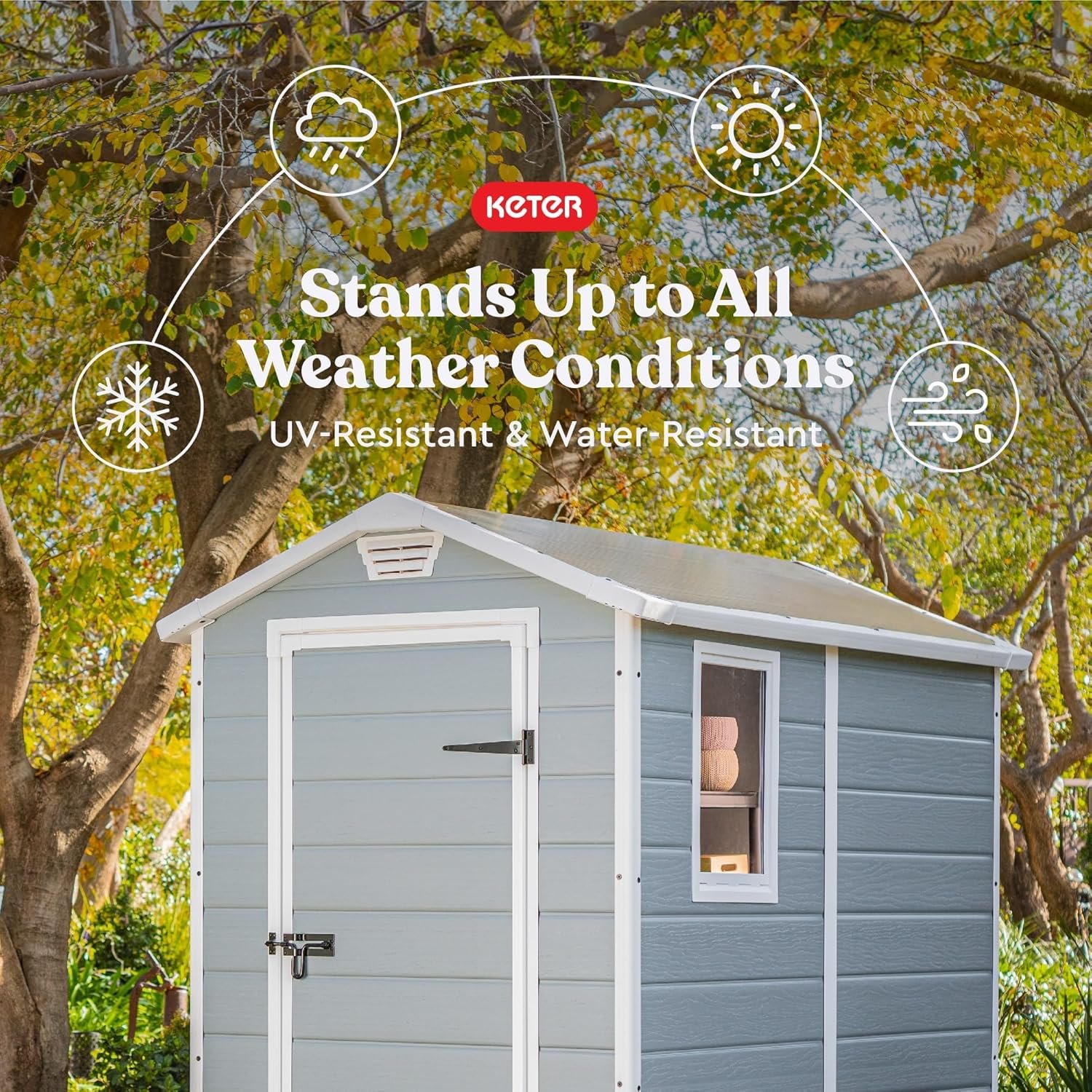 Keter Manor 4x6 Resin Outdoor Storage Shed Kit-Perfect to Store Patio Furniture, Garden Tools Bike Accessories, Beach Chairs and Lawn Mower, Grey & White Keter Manor 4x6 Resin Outdoor Storage Shed Kit-Perfect to Store Patio Furniture, Garden Tools Bike Accessories, Beach Chairs and Lawn Mower, Grey & White