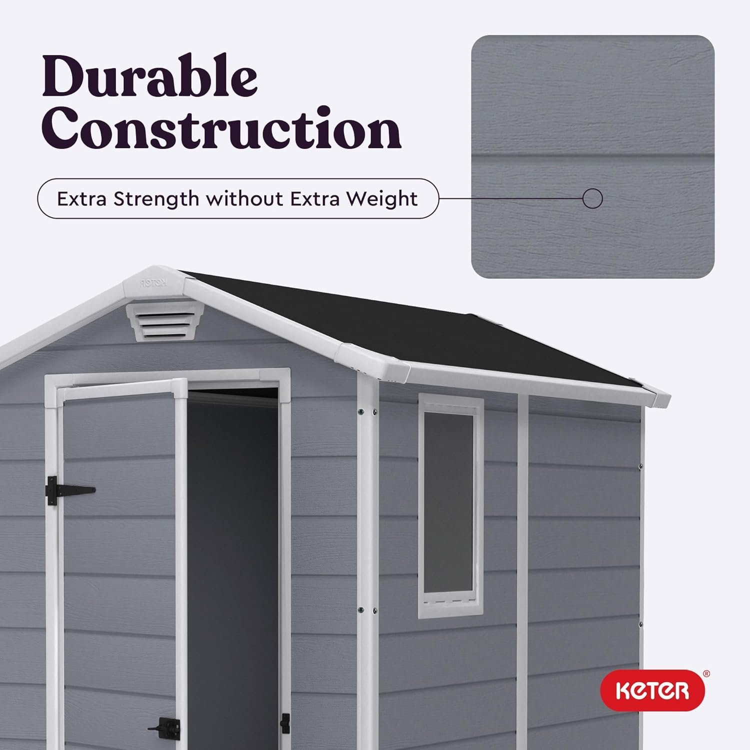 Keter Manor 4x6 Resin Outdoor Storage Shed Kit-Perfect to Store Patio Furniture, Garden Tools Bike Accessories, Beach Chairs and Lawn Mower, Grey & White Keter Manor 4x6 Resin Outdoor Storage Shed Kit-Perfect to Store Patio Furniture, Garden Tools Bike Accessories, Beach Chairs and Lawn Mower, Grey & White