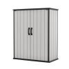 Keter Premier Tall 4.6x5.6 ft Resin Outdoor Storage Shed, Backyard Garden Shed with Shelving Brackets for Tools, Patio Furniture, Pool & Bike Storage, Grey & Black, 62 cu. ft...