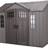 Lifetime 10 ft x 8 ft Outdoor Storage Shed – Heavy-Duty Resin Backyard Shed with Skylights, Windows, Steel-Reinforced Textured Walls