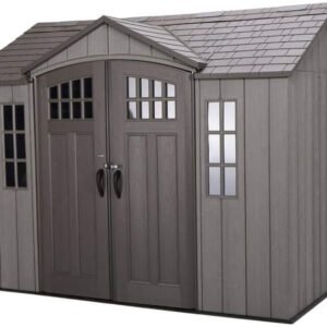 Lifetime 10 ft x 8 ft Outdoor Storage Shed – Heavy-Duty Resin Backyard Shed with Skylights, Windows, Steel-Reinforced Textured Walls