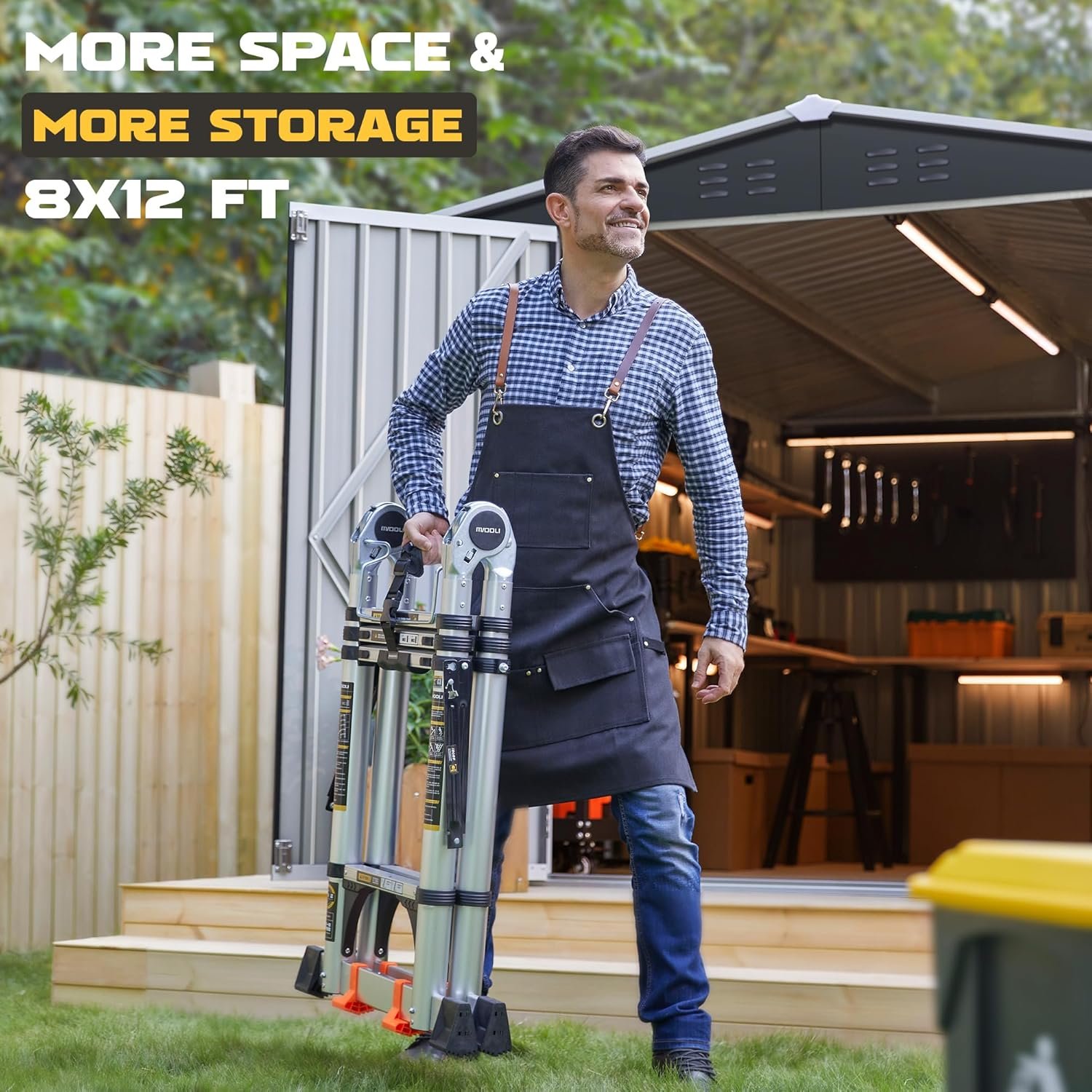 Polar Aurora 8 x 12 FT Outdoor Storage Shed, Metal Garden Shed with Updated Frame Structure, Tool Sheds for Backyard Garden Patio Lawn Black Polar Aurora 8 x 12 FT Outdoor Storage Shed, Metal Garden Shed with Updated Frame Structure, Tool Sheds for Backyard Garden Patio Lawn Black