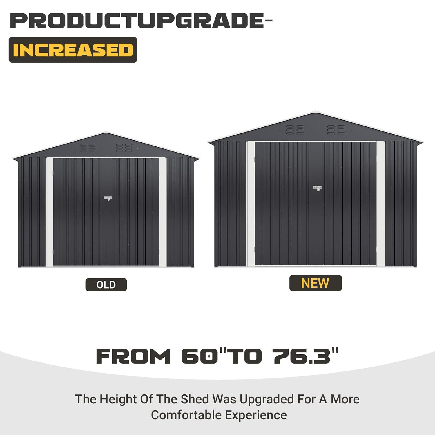 Polar Aurora 8 x 12 FT Outdoor Storage Shed, Metal Garden Shed with Updated Frame Structure, Tool Sheds for Backyard Garden Patio Lawn Black Polar Aurora 8 x 12 FT Outdoor Storage Shed, Metal Garden Shed with Updated Frame Structure, Tool Sheds for Backyard Garden Patio Lawn Black