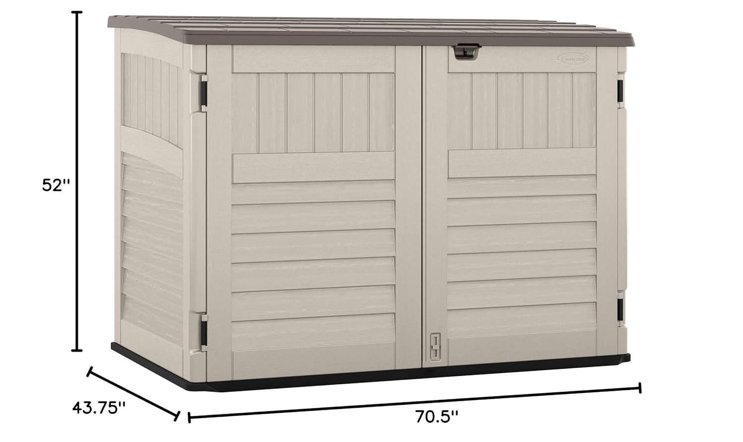 Suncast 5.9 ft. x 3.7 ft Horizontal Stow-Away Storage Shed - Natural Wood-Like Outdoor Storage for Trash Cans and Yard Tools - All-Weather Resin, Hinged Lid, Reinforced Floor -... Suncast 5.9 ft. x 3.7 ft Horizontal Stow-Away Storage Shed - Natural Wood-Like Outdoor Storage for Trash Cans and Yard Tools - All-Weather Resin, Hinged Lid, Reinforced Floor -...