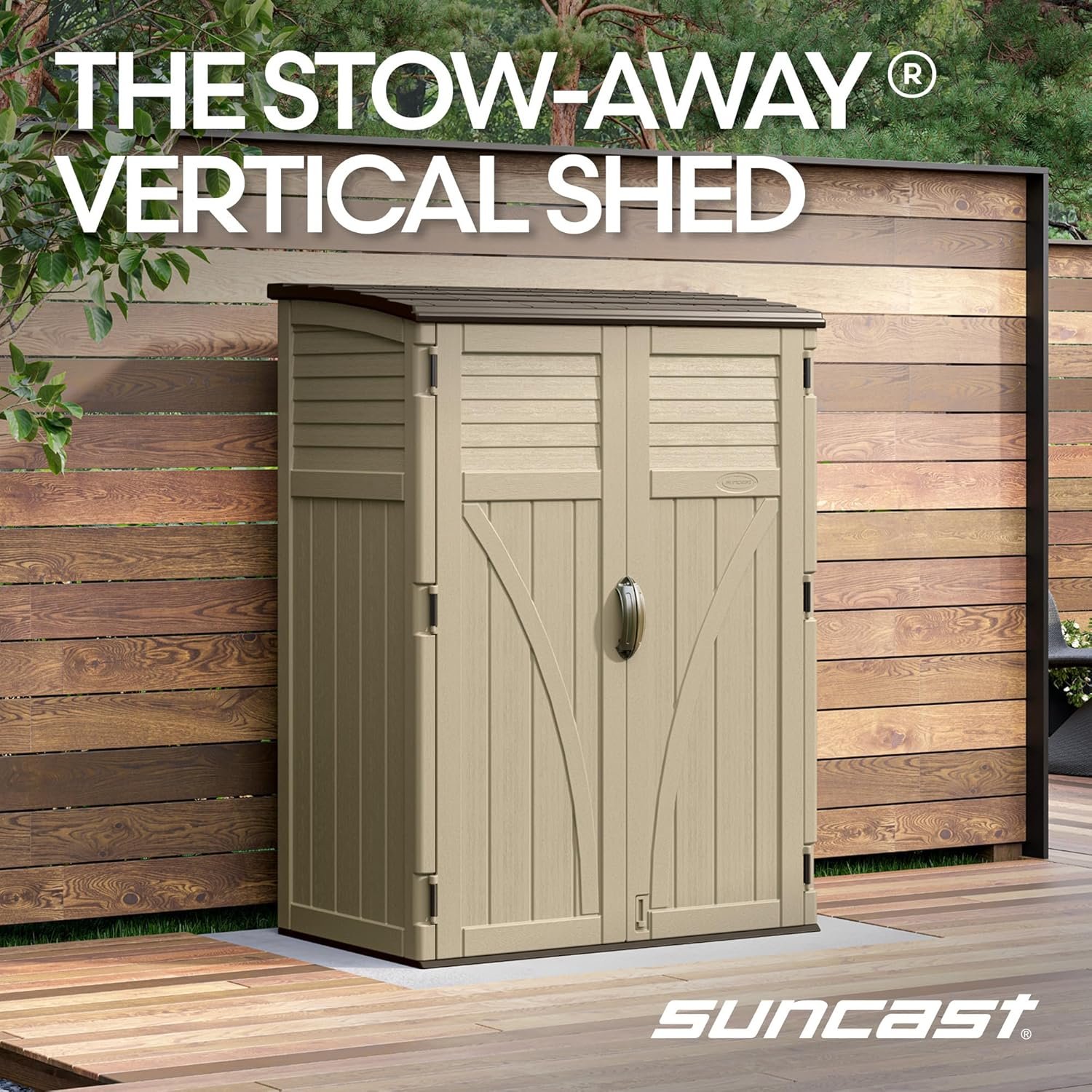 Suncast Outdoor Storage Shed, Water Resistant Resin Vertical Outdoor Storage Cabinet for Patio, Garden Tools, Cushions, & Equipment, Weatherproof Multi-Wall Design, 54 cu. ft.,... Suncast Outdoor Storage Shed, Water Resistant Resin Vertical Outdoor Storage Cabinet for Patio, Garden Tools, Cushions, & Equipment, Weatherproof Multi-Wall Design, 54 cu. ft.,...