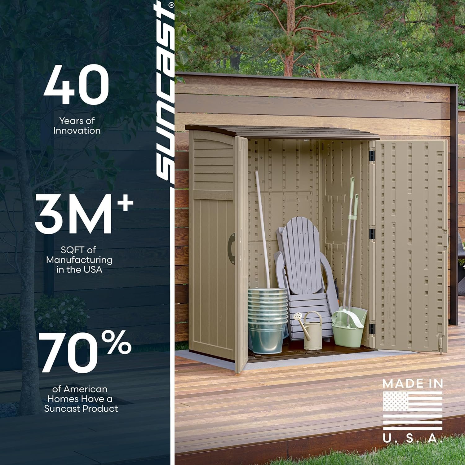 Suncast Outdoor Storage Shed, Water Resistant Resin Vertical Outdoor Storage Cabinet for Patio, Garden Tools, Cushions, & Equipment, Weatherproof Multi-Wall Design, 54 cu. ft.,... Suncast Outdoor Storage Shed, Water Resistant Resin Vertical Outdoor Storage Cabinet for Patio, Garden Tools, Cushions, & Equipment, Weatherproof Multi-Wall Design, 54 cu. ft.,...