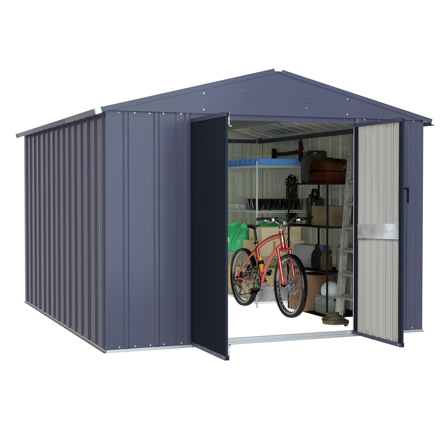 Yardenaler 6x10 FT Metal Outdoor Storage Shed, Garden Tool Shed Kit with 2 Doors & Keyed Locking, Waterproof Patio Utility Tool Shed for Backyard and Garden, Gray Yardenaler 6x10 FT Metal Outdoor Storage Shed, Garden Tool Shed Kit with 2 Doors & Keyed Locking, Waterproof Patio Utility Tool Shed for Backyard and Garden, Gray