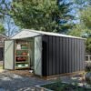 Devoko 10 x 8 FT Outdoor Storage Shed, Metal Garden Sheds & Outdoor Storage Clearance, Large Tool Shed Outdoor with Single Lockable Door for Patio Lawn Backyard (Gray)