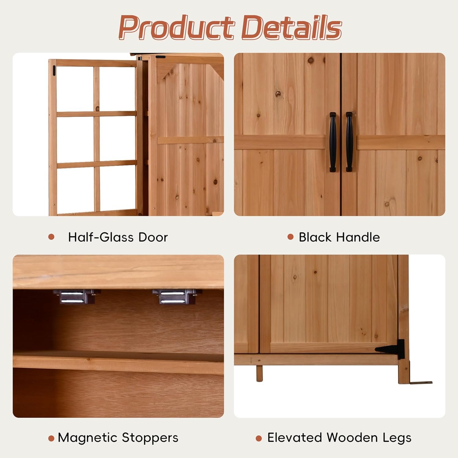 Merax Outdoor Wood Large Patio Garden Storage Shed with Waterproof Roof4