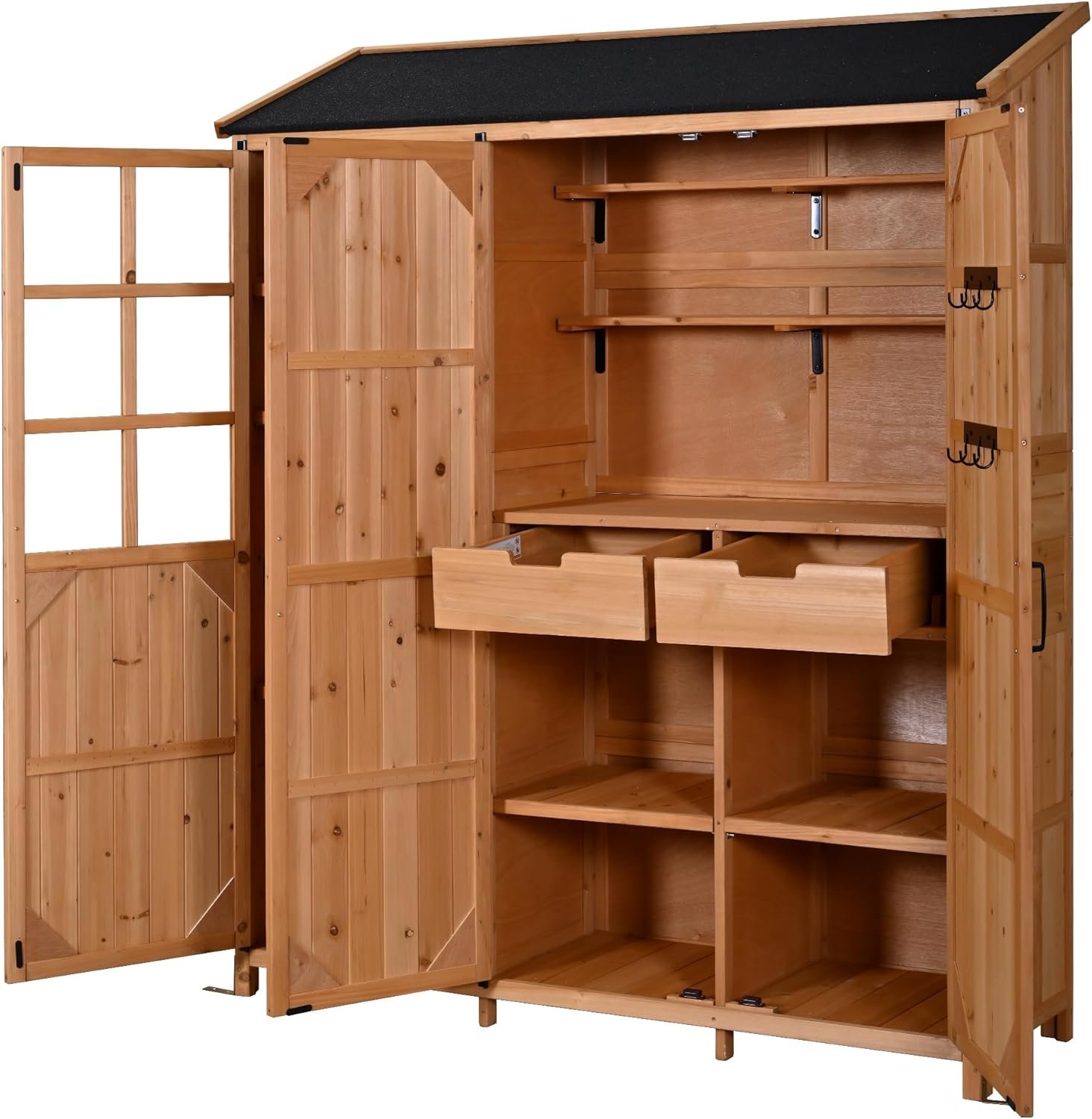 Merax Outdoor Wood Large Patio Garden Storage Shed with Waterproof Roof5